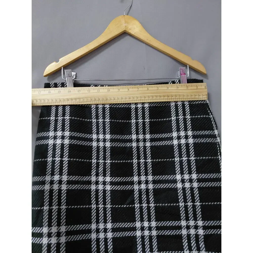 J.Crew Black White Plaid Skirt Women Size 10